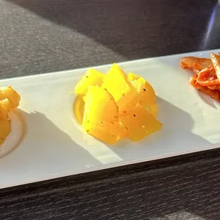 Side dishes! Potatoes, daikon, kimchi