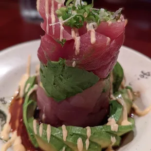 Birds nest. Two types of fish and avocado. Can&apos;t go wrong for a appetizer