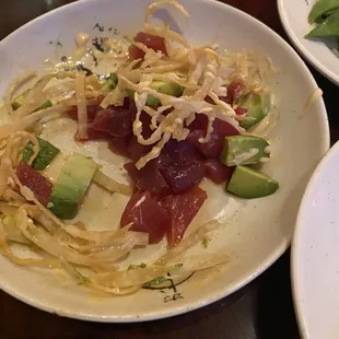 Tuna/avocado/wonton appetizer