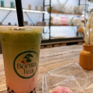 Rose Matcha Boba &amp; Blueberry Mochi