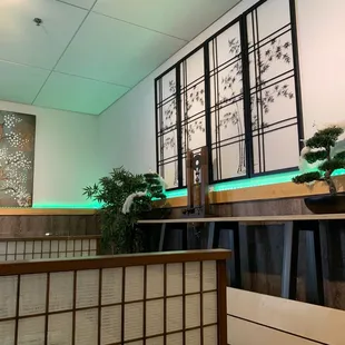 the interior of a japanese restaurant