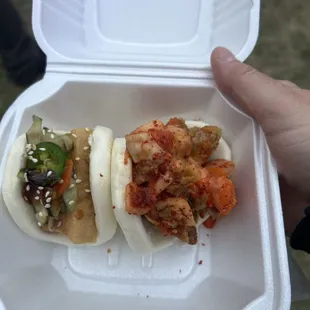 Pork belly and Korean fried chicken buns