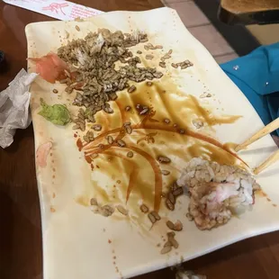 Dumped my roll on appetizer plate. Didn&apos;t finish it