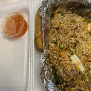 spicy beef basil fried rice- yuuuum!