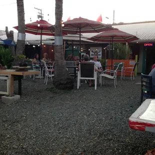 Outdoor seating area for the monthly wine tasting!