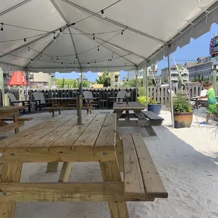 Outdoor self seating. The tent helped a lot on this hot day.