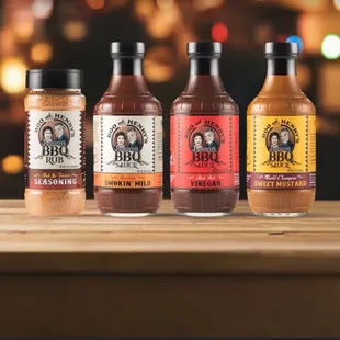 Variety Of their BBQ AND MUSTARD SAUCES! My personal Fave was the Sweet mustard!