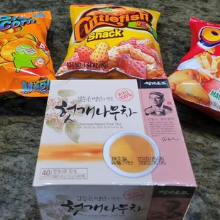 Purchased items - snacks, tea