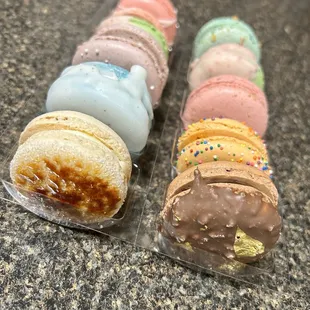 a variety of macarons