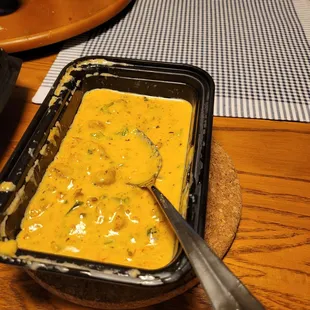 a bowl of soup on a table