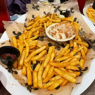 a plate of french fries