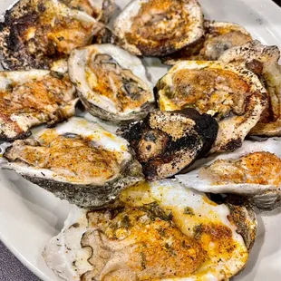 Dozen chargrilled oysters