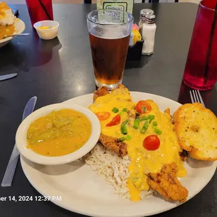 Catfish with jalapeño sauce.