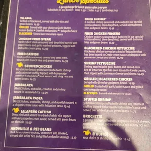 Lunch specials.