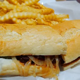 Duke of Rib sandwich and fries