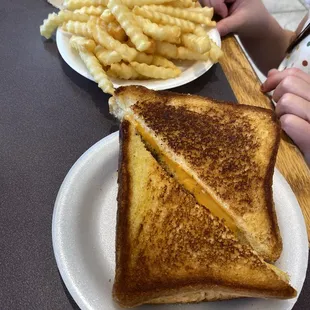 Grilled cheese $3.50 and side of fries $2.99