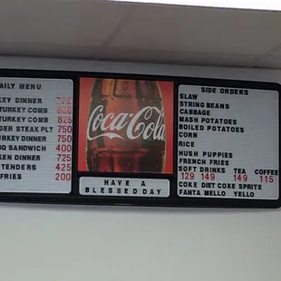 Menu board