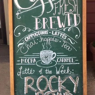 Our sidewalk coffee board