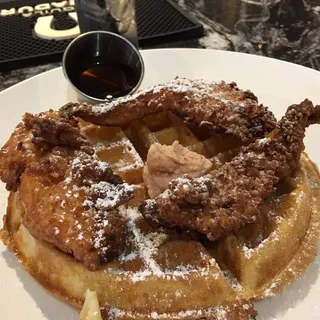 Fried Chicken and Waffle with Shrimp