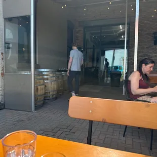 a woman sitting at a table