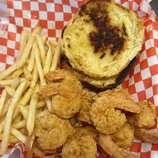 a sandwich and fries