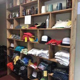 a shelf of merchandise