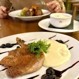 duck confit. Sooo good!! I took a bite of the potato purée before taking a photo lol