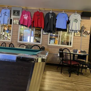 a pool table and a pool table