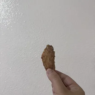 a hand holding a piece of bread