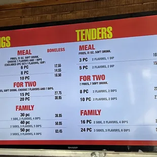 Menu photos from inside the restaurant