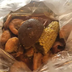 Fried Calamari and sausage Boiled Egg