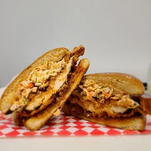 a sandwich cut in half