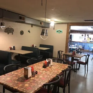 tables and booths in a restaurant