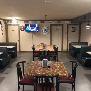 a view of the dining area