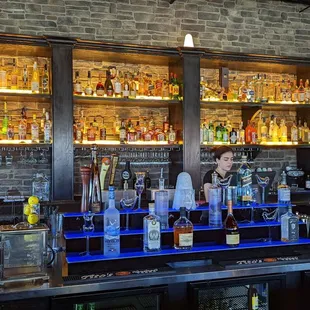 bottles of alcohol on shelves