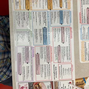 Menu on table