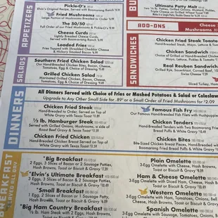 a menu for a restaurant