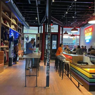 Merch and indoor seating