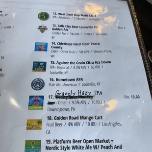 menu