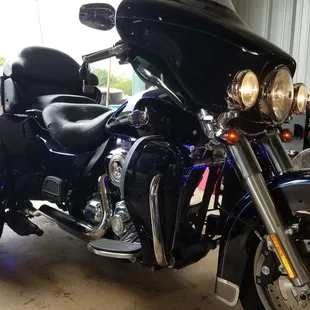 Custom LED light install on a customer's trike.