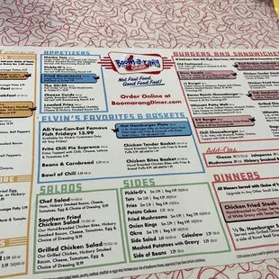 Menu on the table , cool
