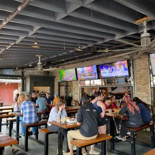 people eating and drinking