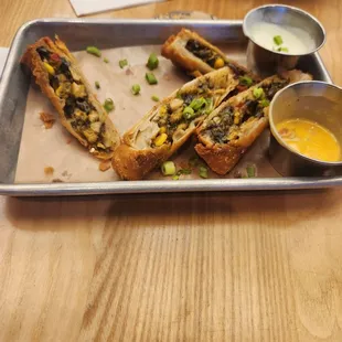 Spring rolls with dipping sauces