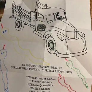 Kids menu