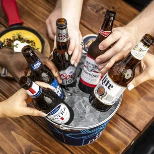 a bucket full of beer