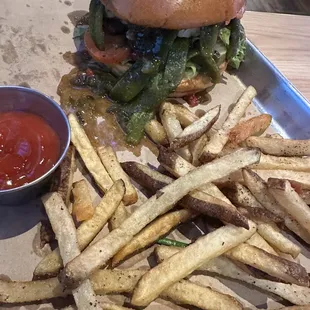 Delicious Poblano Dbl Smash Burger  (delicious and hearty)