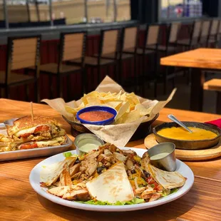 two plates of food on a table