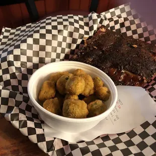 Small rib order with fried okra