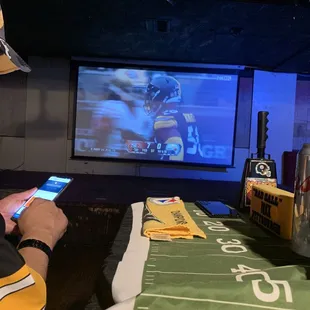 a man watching a football game