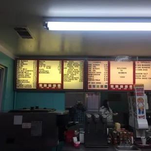 the menus of a fast food restaurant